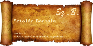 Sztolár Borbála névjegykártya